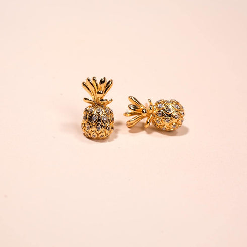 Pina Colada | Gold Vermeil | CZ Diamond Pineapple Earrings